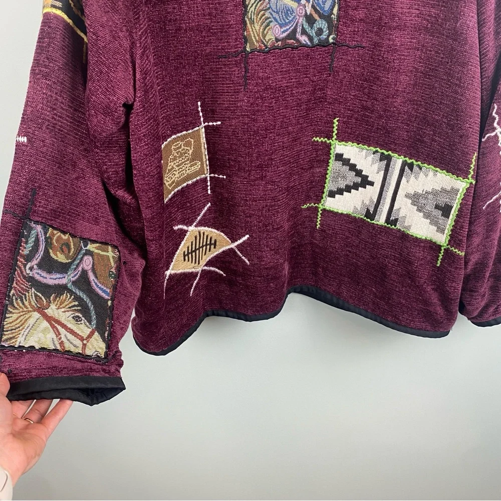 Vintage Nouveau Monde Horse Western Boho Patchwork boho Jacket size 2X